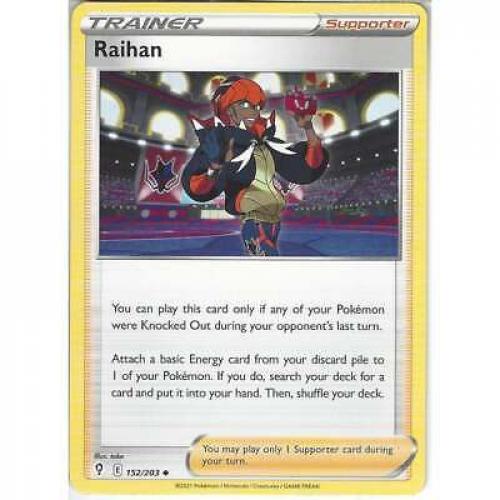 152/203 Raihan Uncommon: Pokemon Trainer Card SWSH07 Evolving Skies TCG