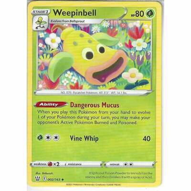 002/163 Weepinbell | Uncommon Pokemon Trading Card Sword & Shield Battle Styles