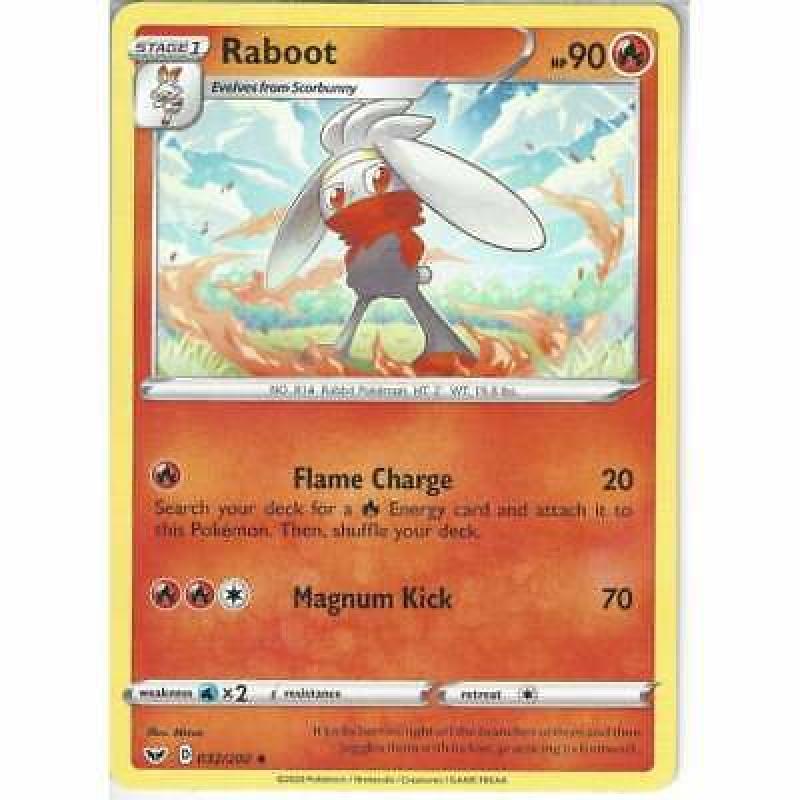 032/202 Raboot Uncommon Card: Pokemon Trading Card Game Sword & Shield Base Set