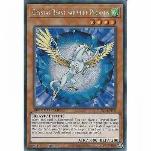 Crystal Beast Sapphire Pegasus SGX1-ENF08 1st Ed Secret Rare : YuGiOh Speed Duel