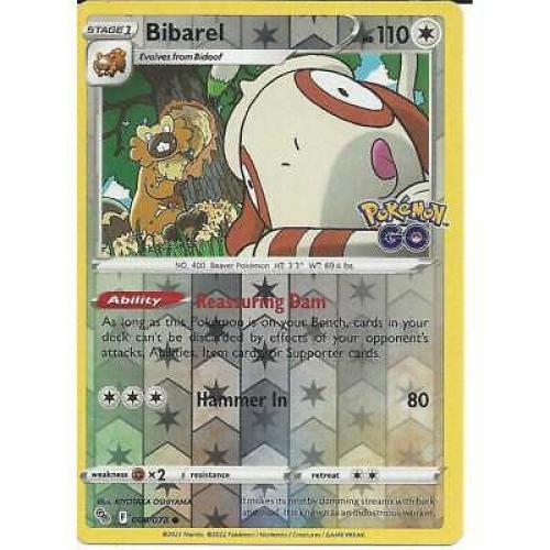 060/078 Bibarel Common Reverse Holo Card : Pokemon GO Trading Card Game TCG