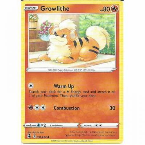 032/264 Growlithe | Common Pokemon Trading Card Sword & Shield Fusion Strike TCG