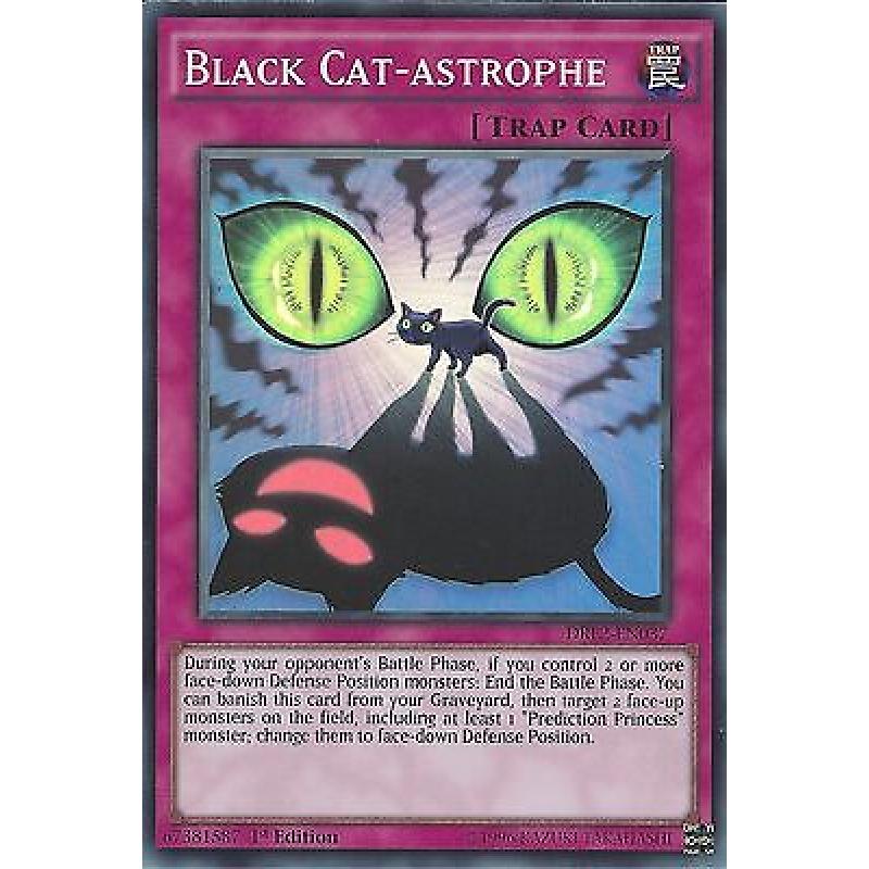 YU-GI-OH CARD: BLACK CAT - ASTROPHE - SUPER RARE - DRL2-EN037 - 1st EDITION