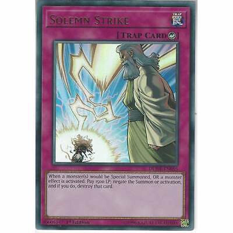 DUDE-EN055 Solemn Strike | 1st Edition | Ultra Rare YuGiOh Trading Card Game TCG